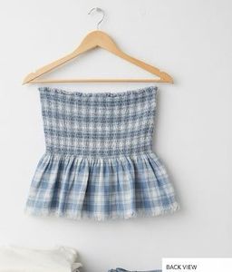 Blue Plaid Tube Top