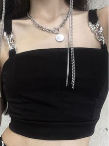 URBANIC black crop top with chain straps