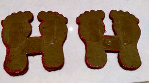 2&#34; Laxmiji Charan PADUKA STICKER Made From Cow Dun