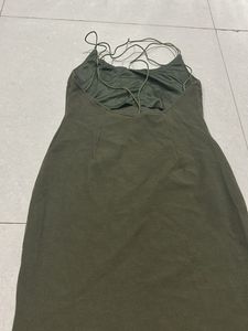 Olive Green Spaghetti Strap Dress