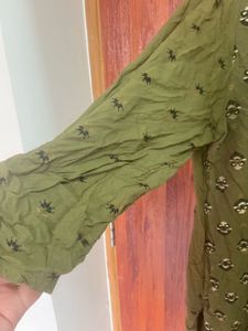 Olive Green Printed Kurti