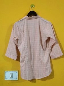 Pink Plaid 3/4 Sleeve Button-Down