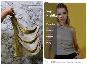 Silver Gold Toned Off Shoulder Crop Top