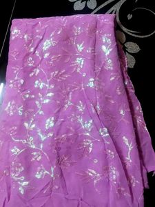 Purple Saree 🥻 Sequins Work