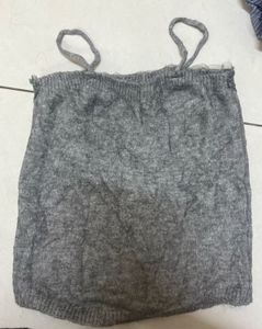 Gray Lace Trim Tank Top