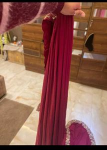 Elegant Maroon Embellished Saree