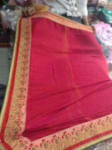 Red Embroidered Saree (Minor Issue)