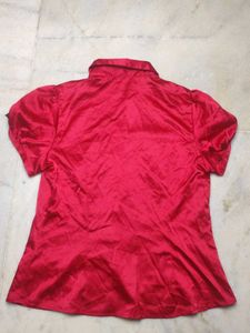 Papaya Red Satin Blouse