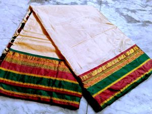 Pure Kanjeevaram Silk Saree Cream Colour.