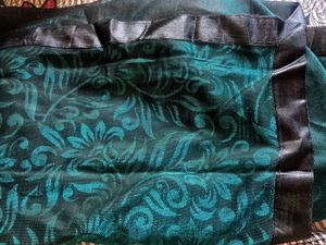 Emerald black bordered Saree with blouse piece att