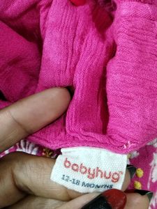 Babyhug Pink Embroidery Printed Dress (Girls)