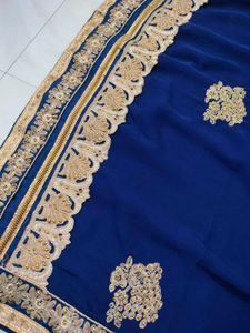 navy blue heavy work saree