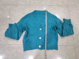 Stylish Teal Knit Cardigan