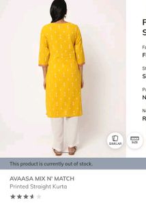 Avaasa Yellow Printed Straight Kurta
