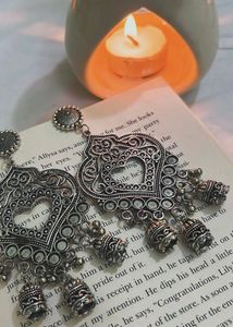 Ethnic Heart Drop Earrings with Jhumkis🌻