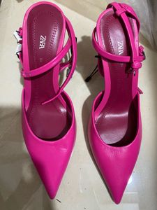 Zara Pink Heeled Mules Euro 35