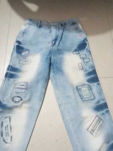 Distressed Patchwork Denim Jeans