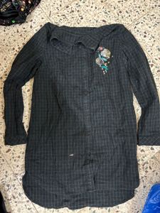 Checkered Embroidered Top