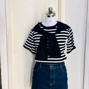Striped Black &amp; White Top