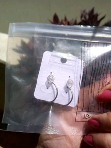 Stylish Korean Silver Diamond Round Layer Earrings