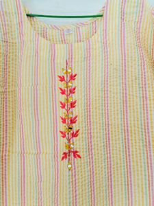 Yellow Crinkled Kurta Top(XXL)🍍