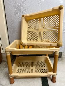 Beige 3-Tier Storage Rack