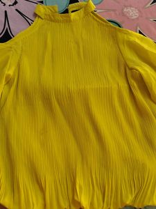 Yellow Cold Shoulder Top