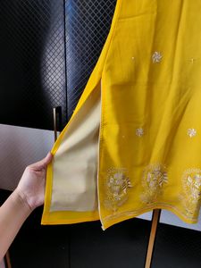 Yellow embroidery Kurta And Salwar