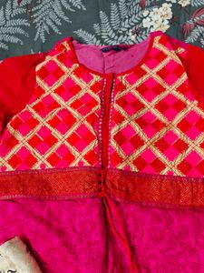 Pink Kurta Set &amp; Dupatta-XL