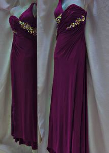 Elegant Evening purple one shoulder Gown