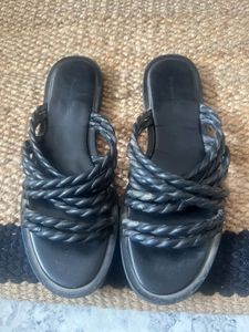 Massimo Dutti Braided Black Sandals UK 7