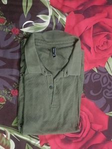 Olive Green Henley Top , Altheory
