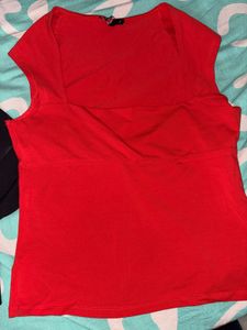 Red Square Neck Crop Top
