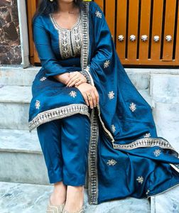 Blue Embroidered Kurta Set