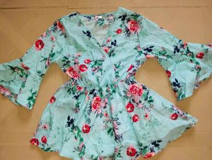 Floral Print Blouse with Bell Sleeves