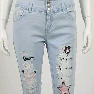 Light Blue Skinny Embellished Jeans