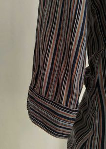 Striped Ruffle Front Blouse