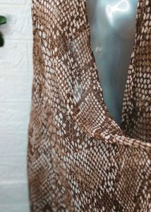 Snakeskin Print Sleeveless Coat