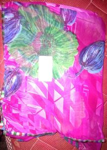 Pink Floral Print Saree