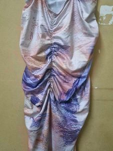 Abstract Printed Ruched Dress
