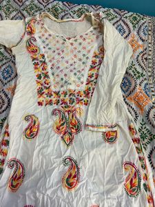 Elegant Embroidered White Kurta