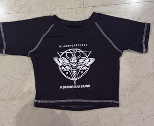 Black Moth Graphic Crop Top
