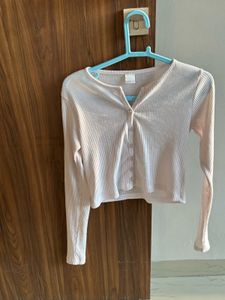 White button up crop top