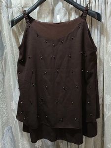 Brown Beaded Tank Top