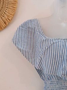 Zara Striped Off Shoulder Coastal Dress