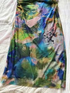 Blue Green Mesh Midi Dress