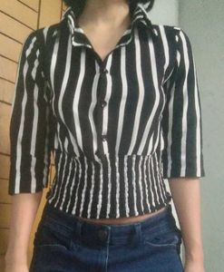 Striped Y2k Black And White Top