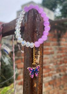 Blue Beaded Bracelet with Gold Accents