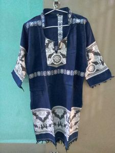 Ethnic Print Navy Tunic Short Kurti
