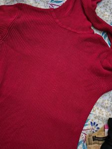 Red Ribbed Knit Turtleneck